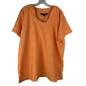 Denim 24/7 Womens Orange Short Sleeve Shirt Size 1X 22/24 Textured Top